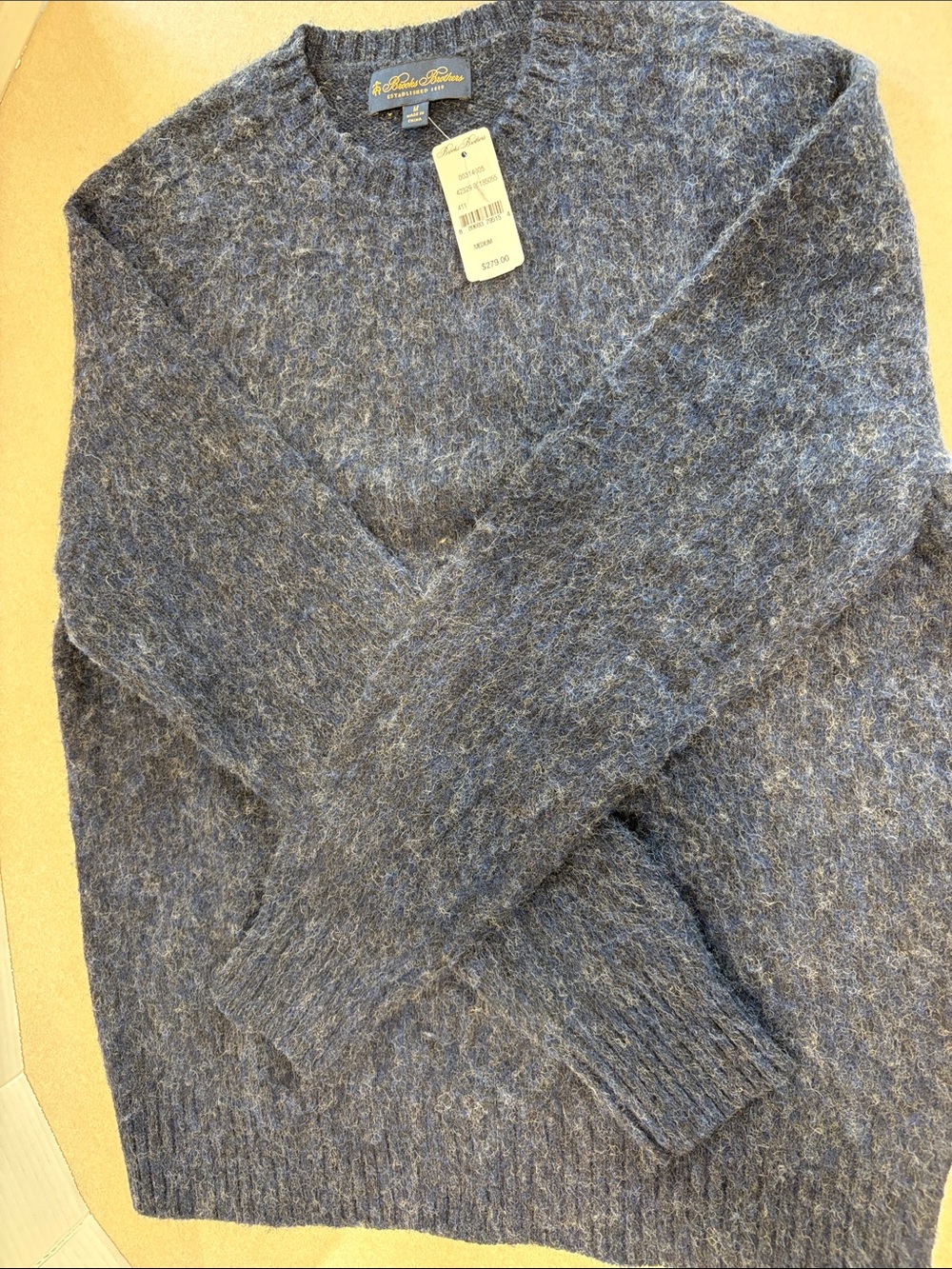Brooks brothers  Men's Heather Blue Wool Crewneck Sweater